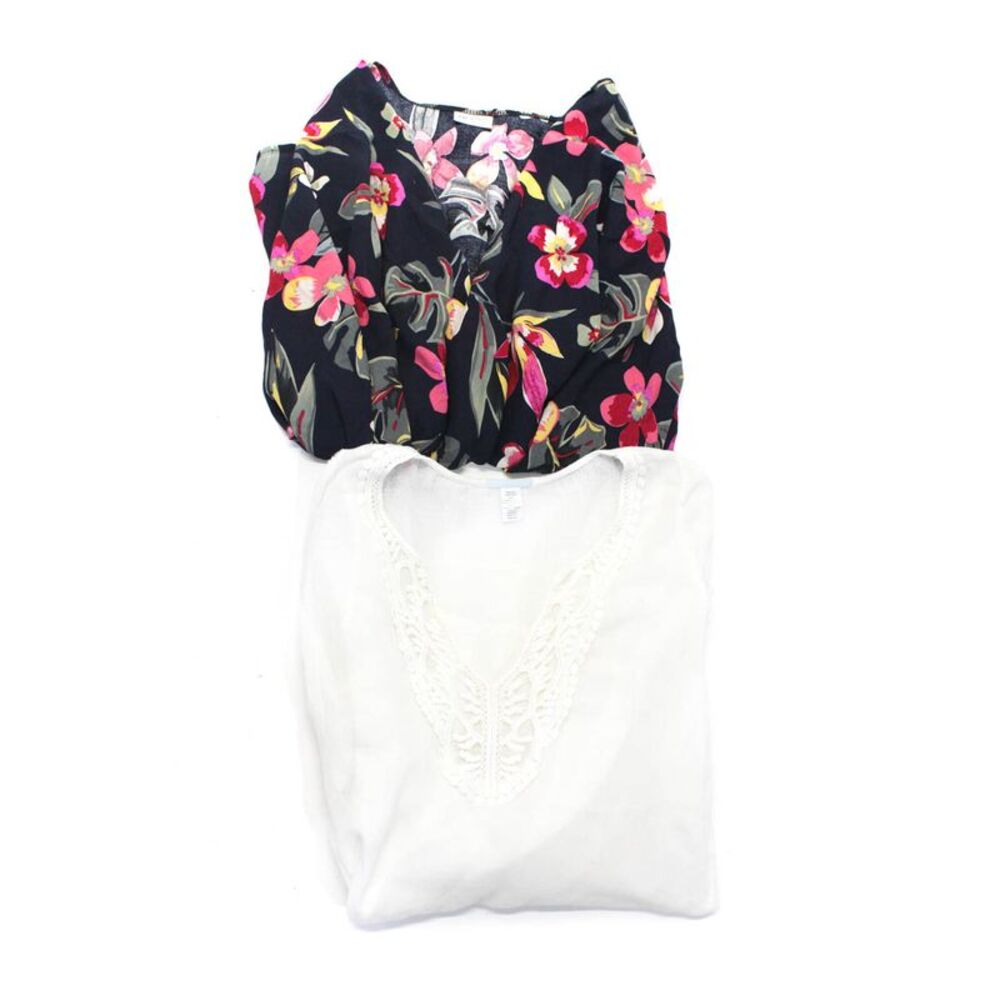 Bindya Eberjey Womens Black Floral Print Open Front Kimono Top Size OS S lot 2